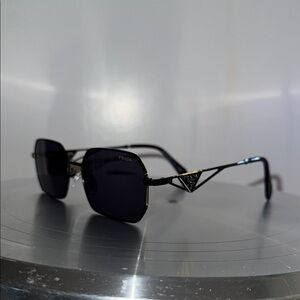 Prada Black and Gold Geometric Sunglasses